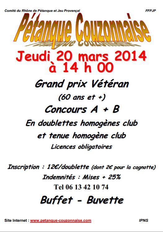 Concours GPV Ã Couzon le 20 mars 2014 Concours GPV Ã Couzon le 20 mars 2014