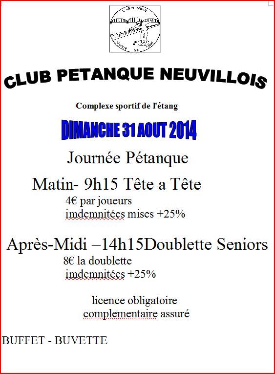 Concours dimanche 31 août 2014 à Neuville Concours dimanche 31 août 2014 à Neuville