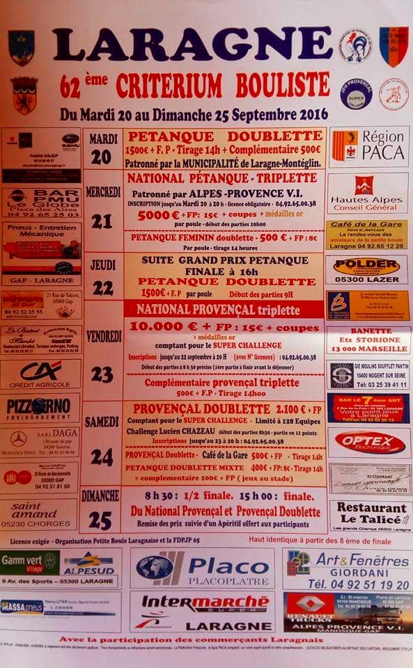62ème CRITERIUM BOULISTE LARAGNE 2016 62ème CRITERIUM BOULISTE LARAGNE 2016
