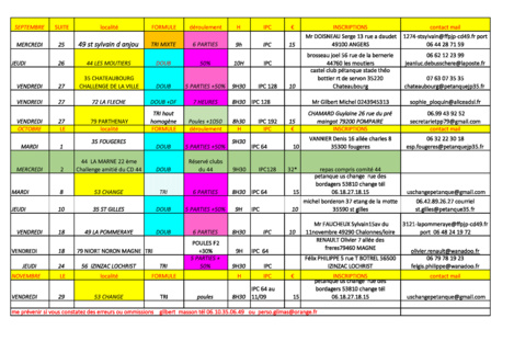 Les Journées vétérans 12 Départements, 105 dates comités  17 22 35 37 44 49 50 53 56 72 79 85 