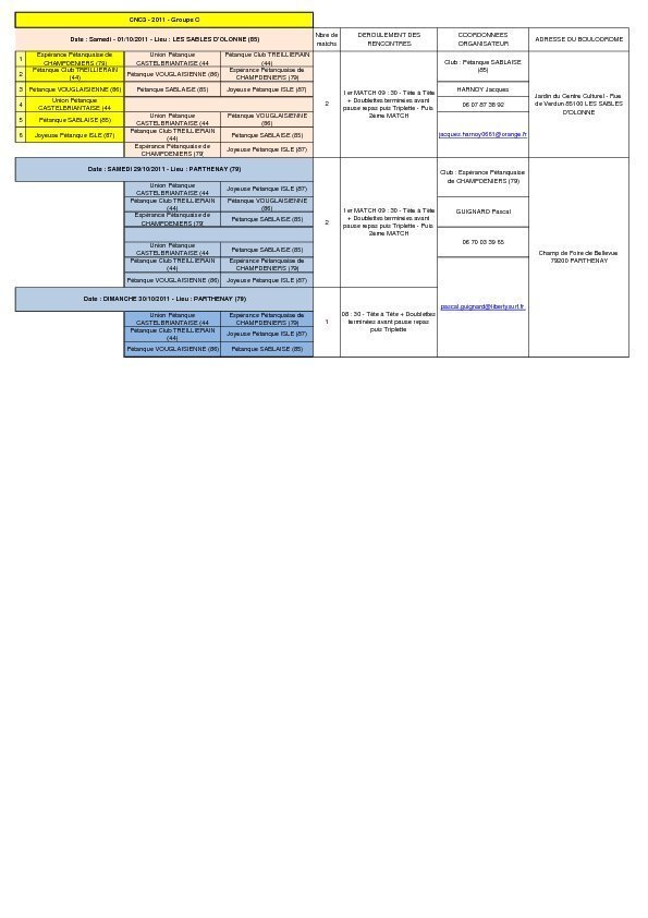 l upc en CNC3 C le tirage , les clubs et lieux des rencontres l upc en CNC3 C le tirage , les clubs et lieux des rencontres
