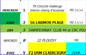 LE CALENDRIER au 03 08 21 des GRAND PRIX +55 ANS  10 départements 