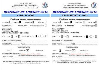 Bordereau de licence