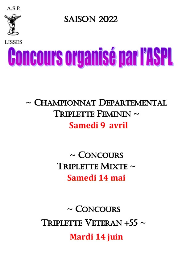 Concours organisés par l'ASPL