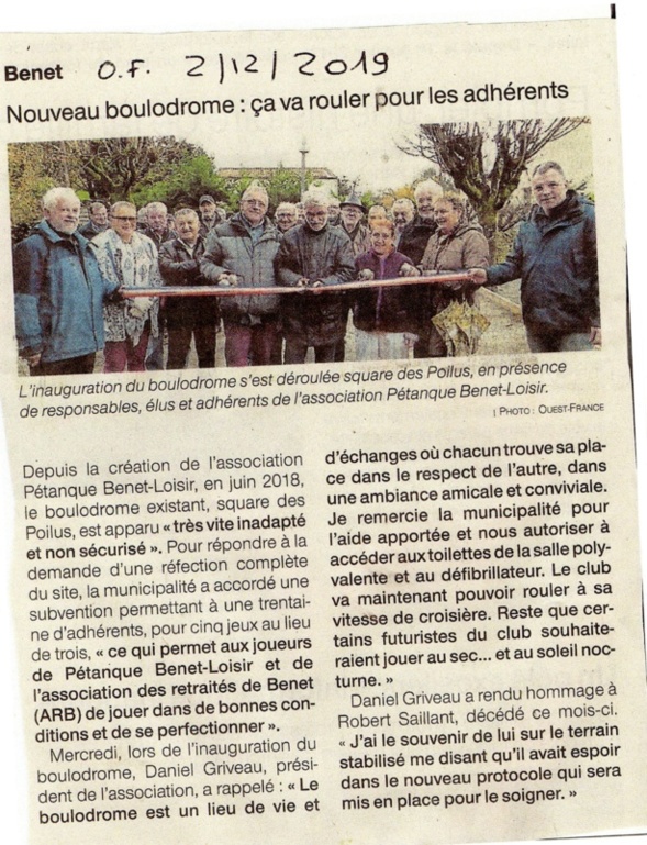 Inauguration du Boulodrome , la presse parle de nous !🧾😀