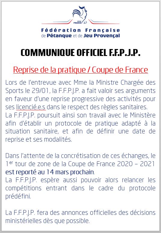 Communiqué Fédéral Communiqué Fédéral
