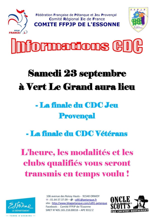 Modifications du calendrier