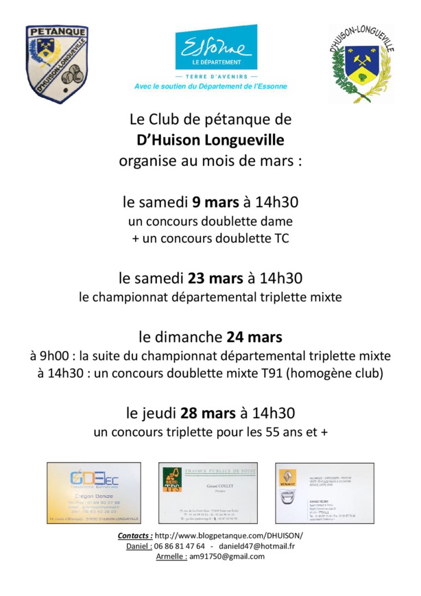 Prochains concours sur notre terrain Prochains concours sur notre terrain