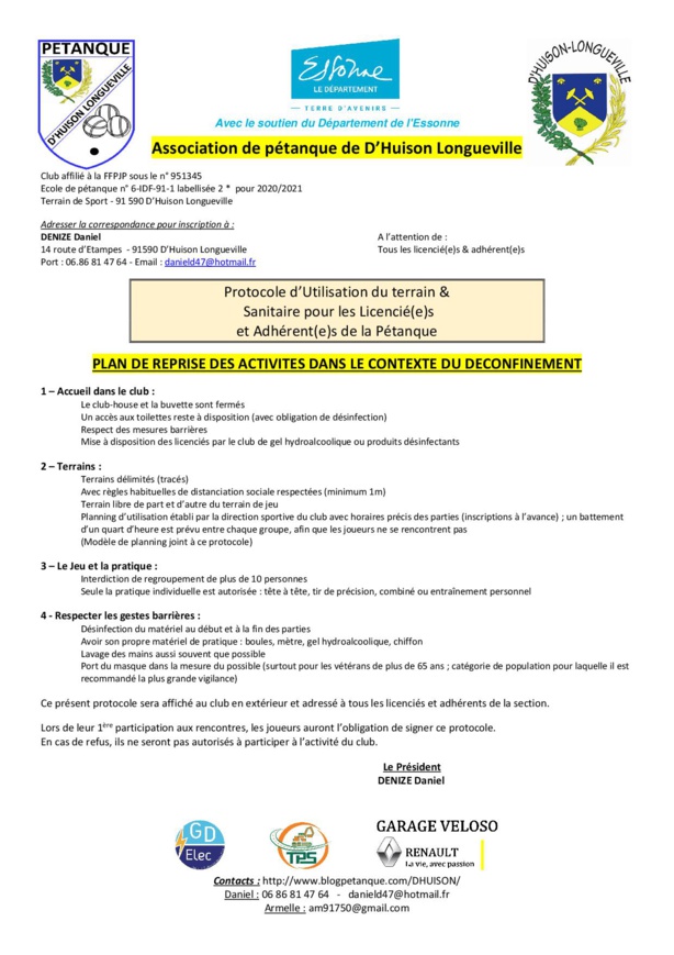 Protocole d'utilisation du terrain municipal Protocole d'utilisation du terrain municipal