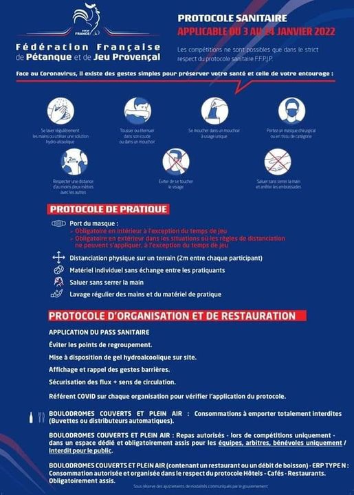 Nouveau protocole sanitaire (du 3 au 24 janvier 2022) Nouveau protocole sanitaire (du 3 au 24 janvier 2022)