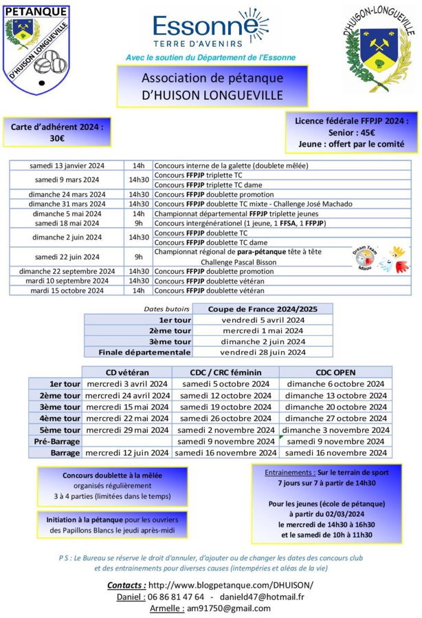 Calendrier club 2024