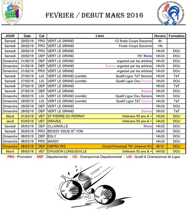 Prochaines dates de concours en Essonne