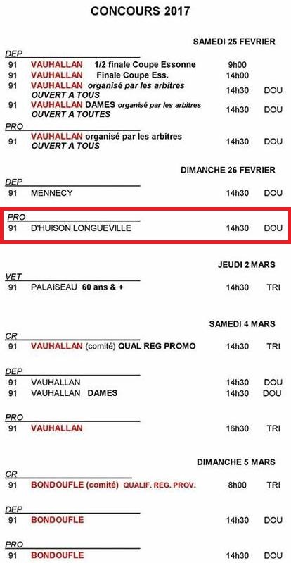 Premières dates de concours en Essonne Premières dates de concours en Essonne
