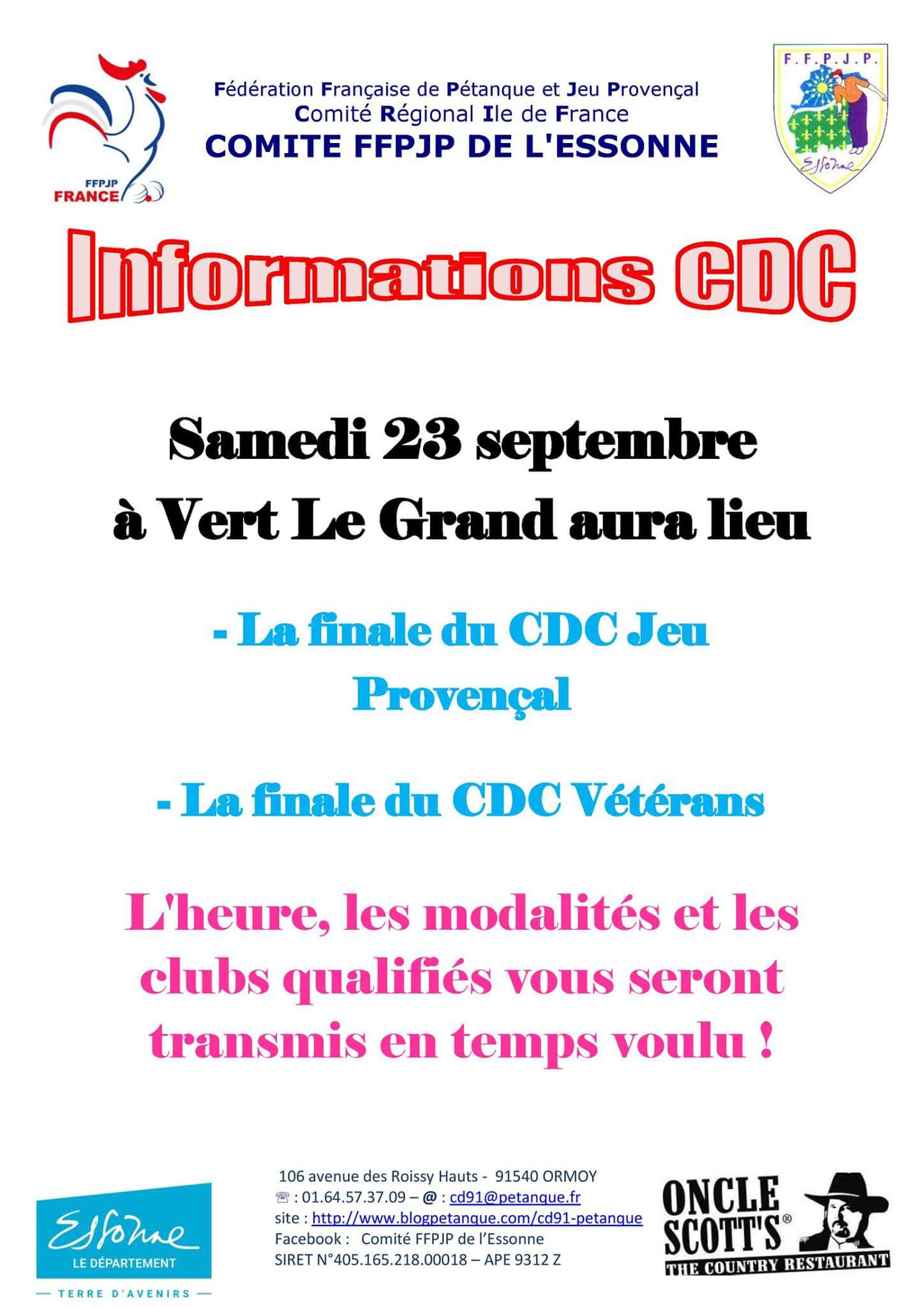 Modifications du calendrier