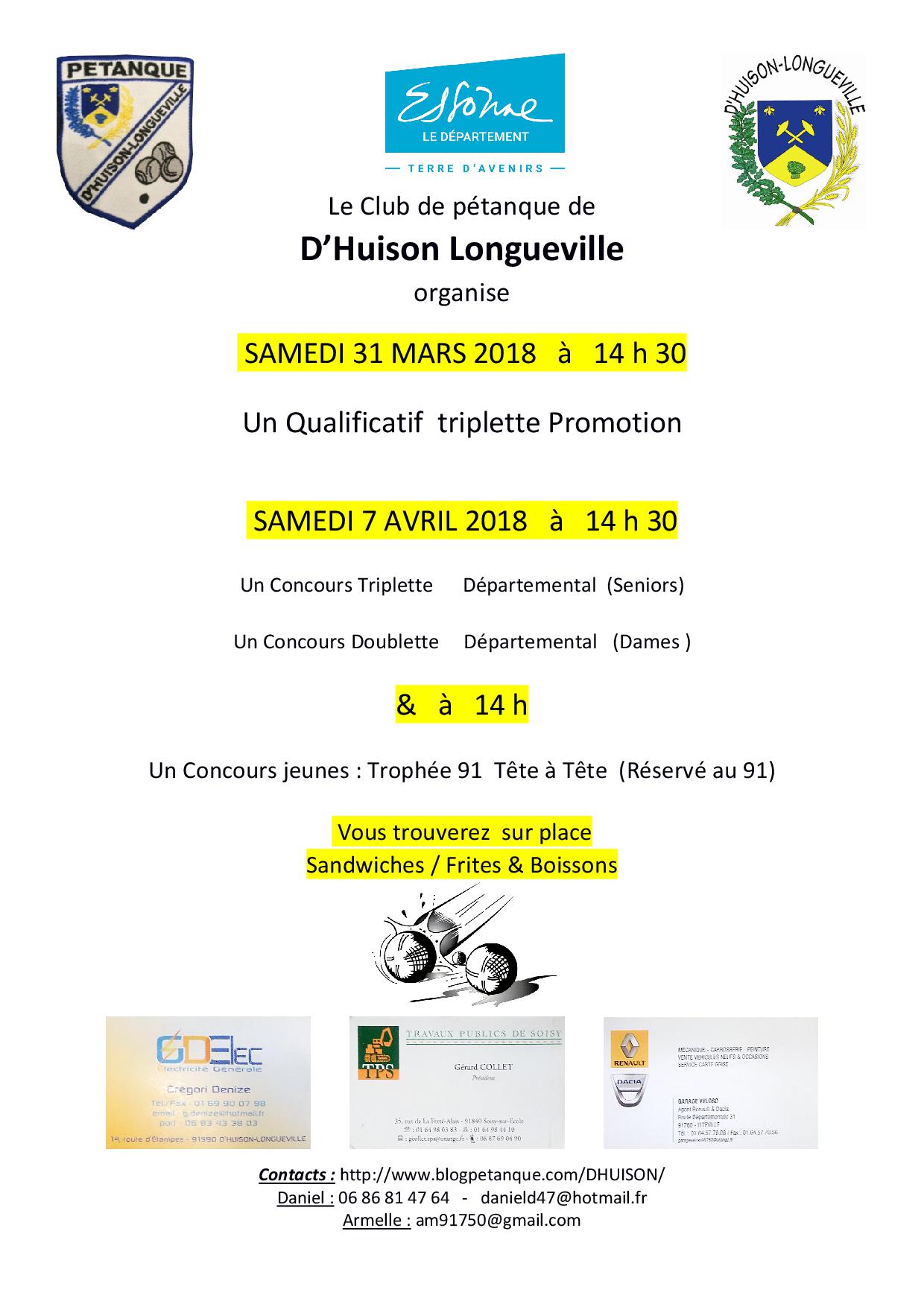 Prochains concours sur notre terrain