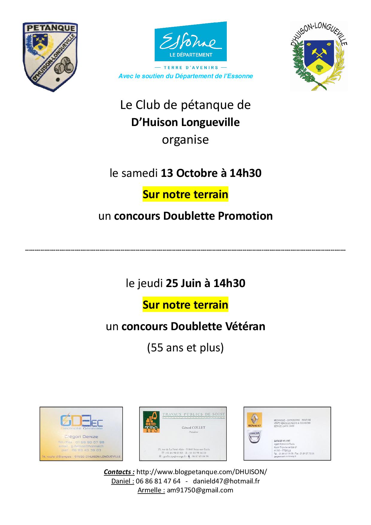 Prochains concours à D'HUISON