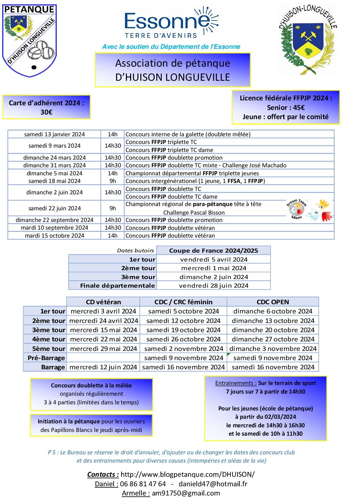 Calendrier club 2024