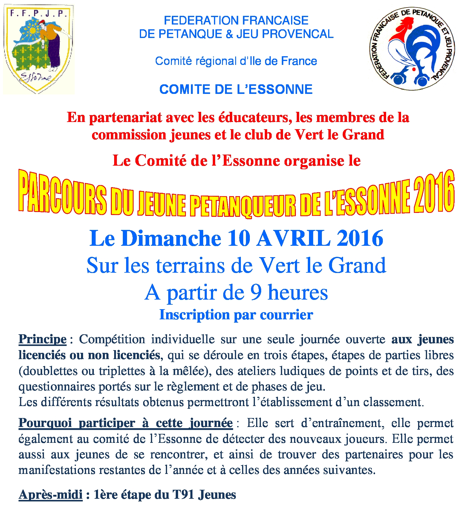 Dates de concours JEUNES en avril 2016