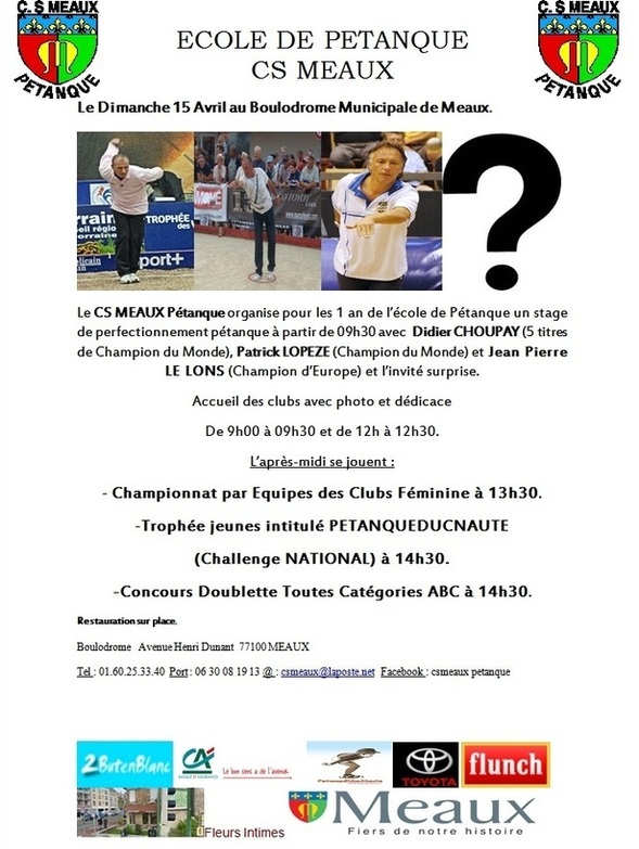 Anniversaire de l'Ecole de Pétanque de Meaux: Trophée Jeunes le dimanche 15 avril 2012 Anniversaire de l'Ecole de Pétanque de Meaux: Trophée Jeunes le dimanche 15 avril 2012