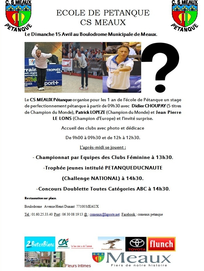 Anniversaire de l'Ecole de Pétanque de Meaux: Trophée Jeunes le dimanche 15 avril 2012 Anniversaire de l'Ecole de Pétanque de Meaux: Trophée Jeunes le dimanche 15 avril 2012