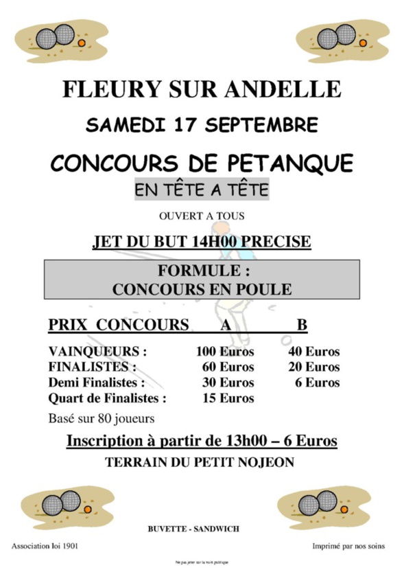 Concours tête à tête 17/09/16 Concours tête à tête 17/09/16