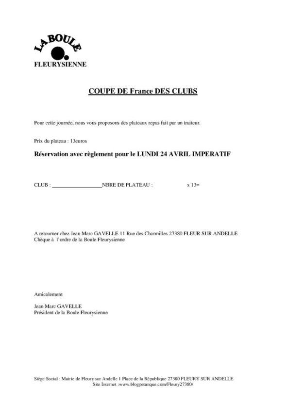 Information coupe de France 2017 Information coupe de France 2017