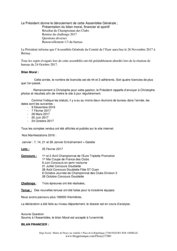 Compte rendu AG 2017 Compte rendu AG 2017