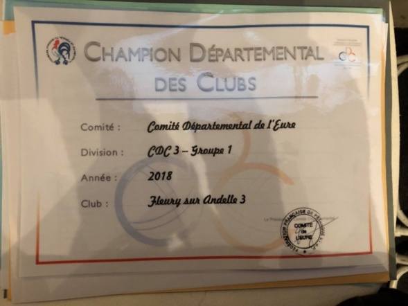 Diplôme de champion départemental division 3