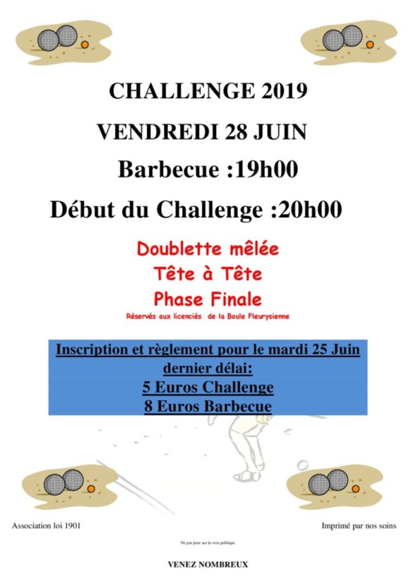 Affiche du challenge interne 2019