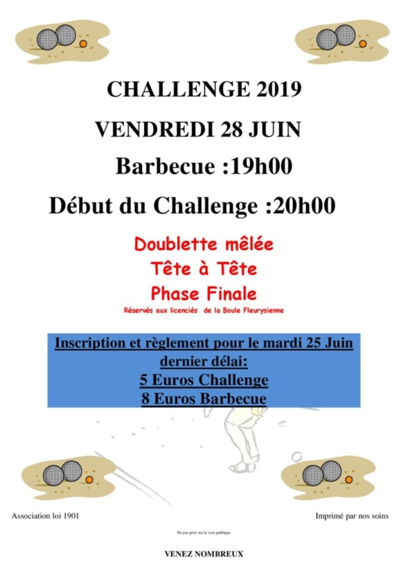Affiche du challenge interne 2019 Affiche du challenge interne 2019