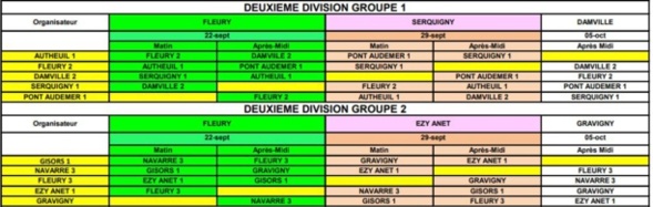 Calendrier CDC des équipes 2 3 et 4