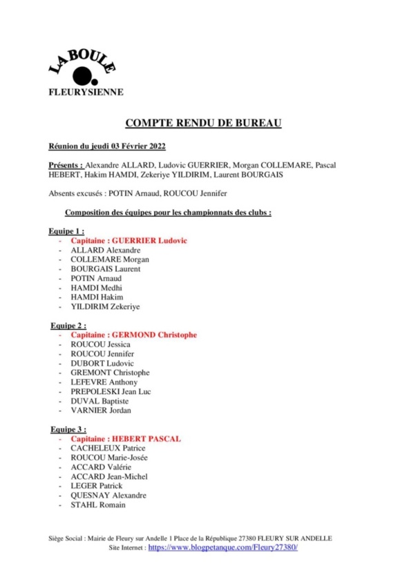 Compte rendu réunion 6 février Compte rendu réunion 6 février