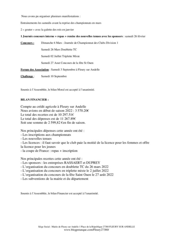 Compte rendu de l'AG 2022 Compte rendu de l'AG 2022