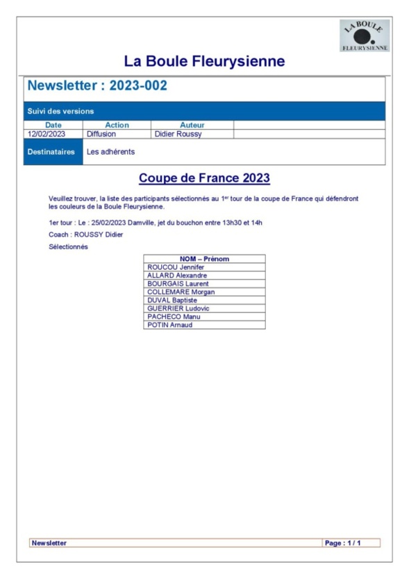 Info compétition 2023