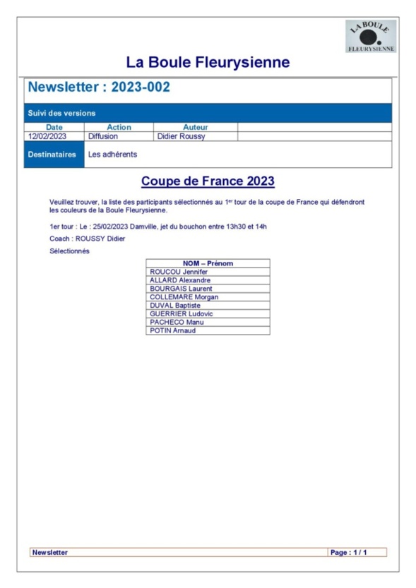 Info compétition 2023 Info compétition 2023