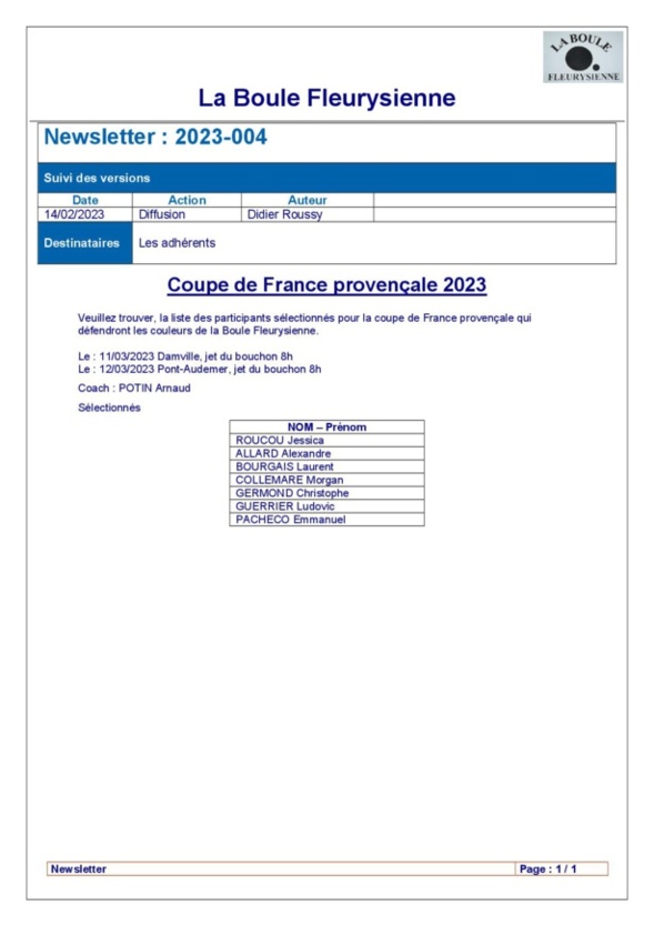 Info compétition 2023