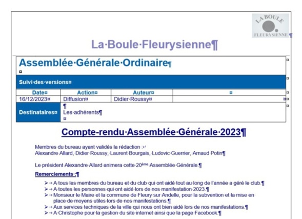 Compte-rendu Assemblée Générale 2023 Compte-rendu Assemblée Générale 2023