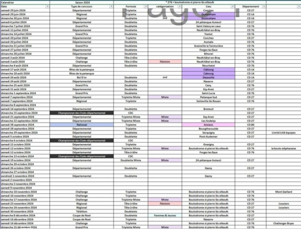 Calendrier 2024