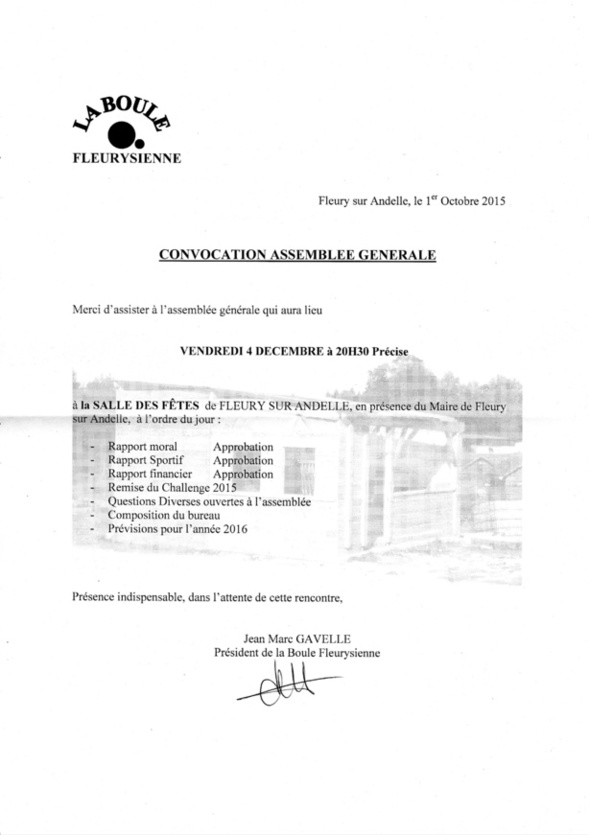 Assemblé générale 2015 Assemblé générale 2015