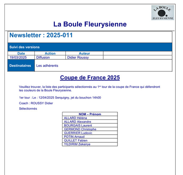 Sélectionnés CdF Pétanque Sélectionnés CdF Pétanque