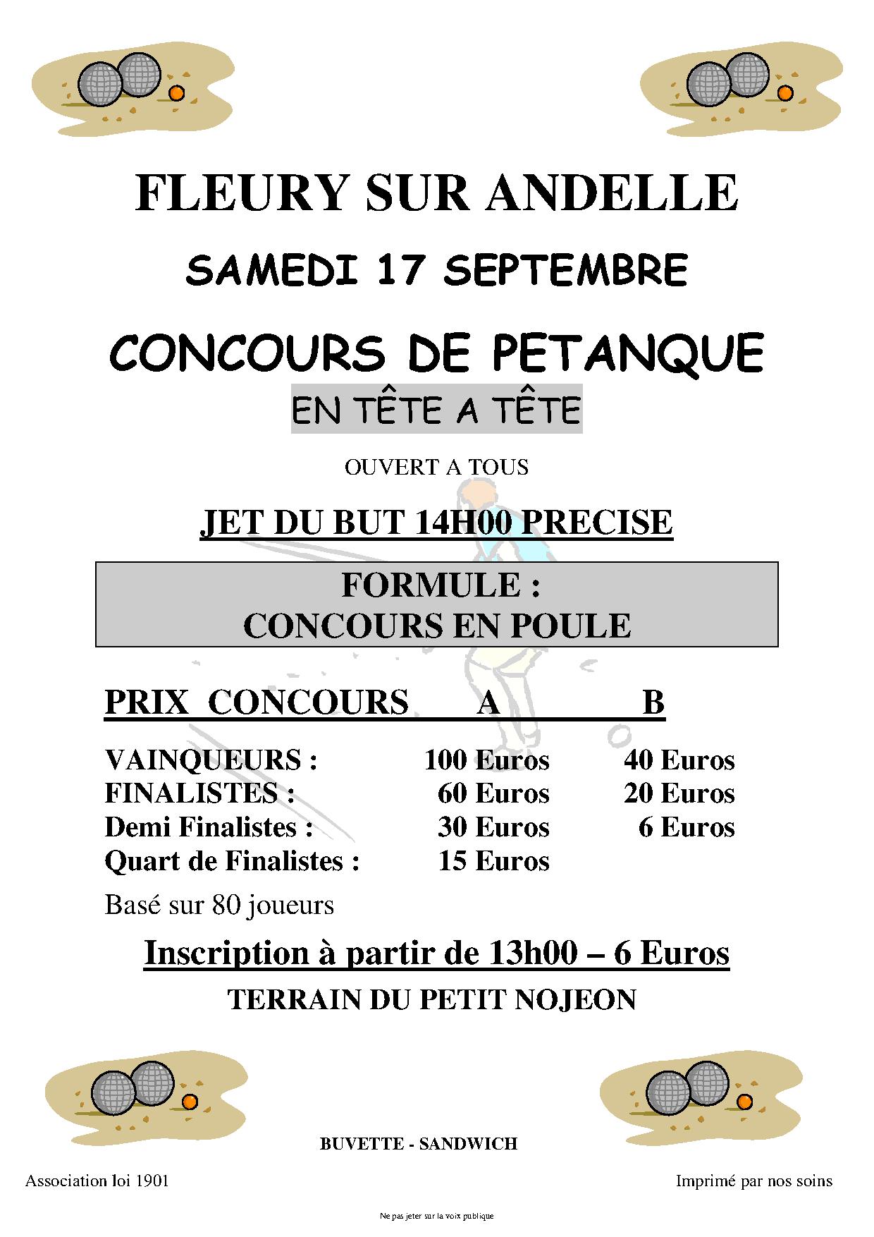 Concours tête à tête 17/09/16 Concours tête à tête 17/09/16