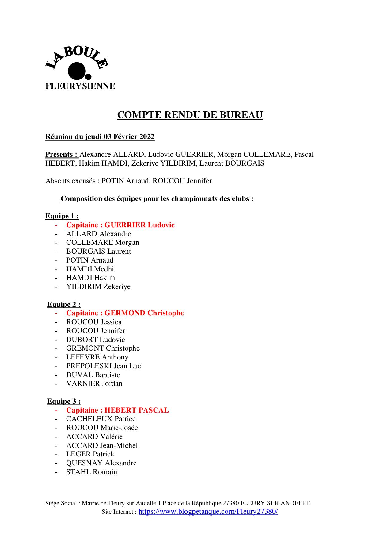 Compte rendu réunion 6 février Compte rendu réunion 6 février