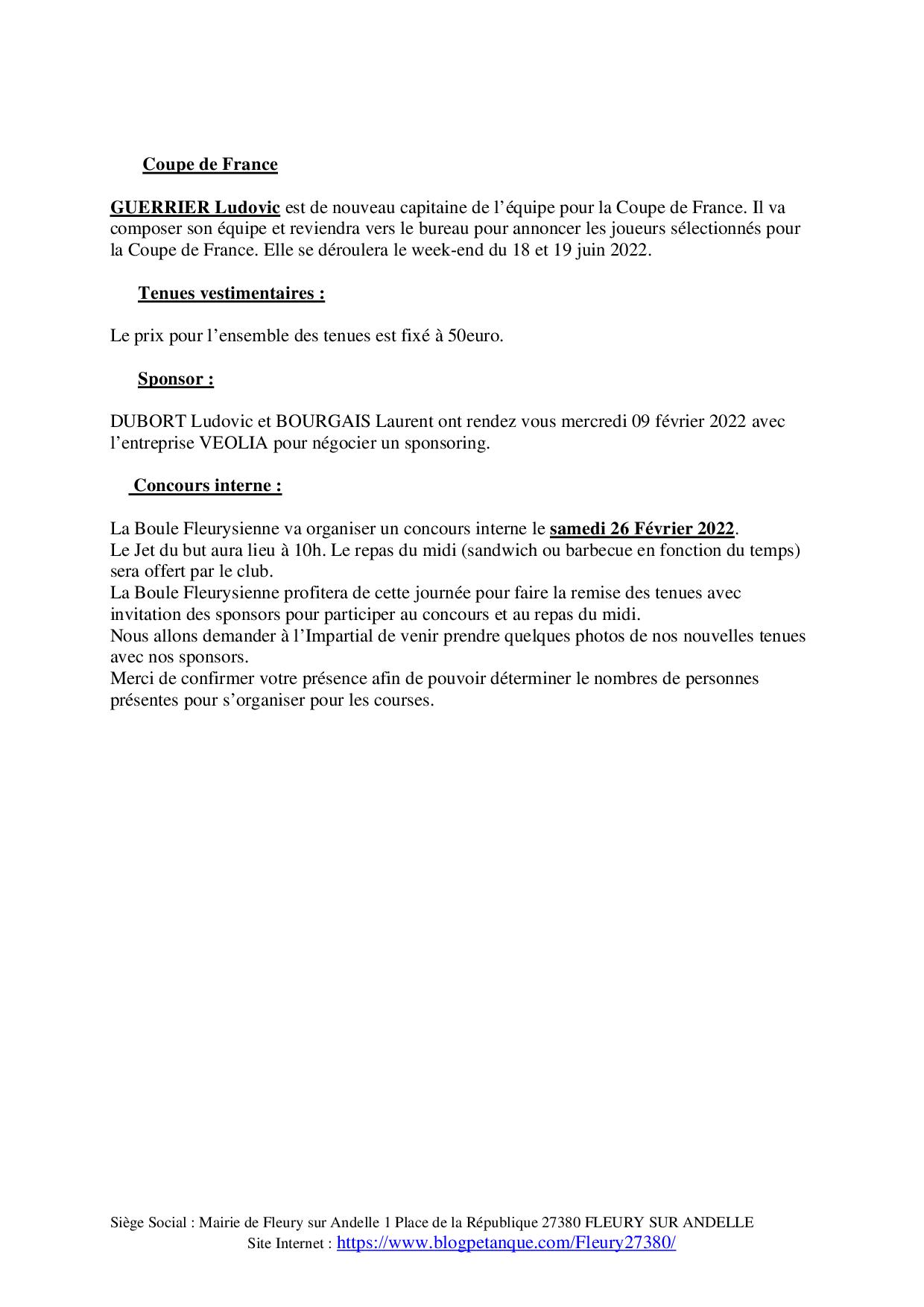 Compte rendu réunion 6 février Compte rendu réunion 6 février