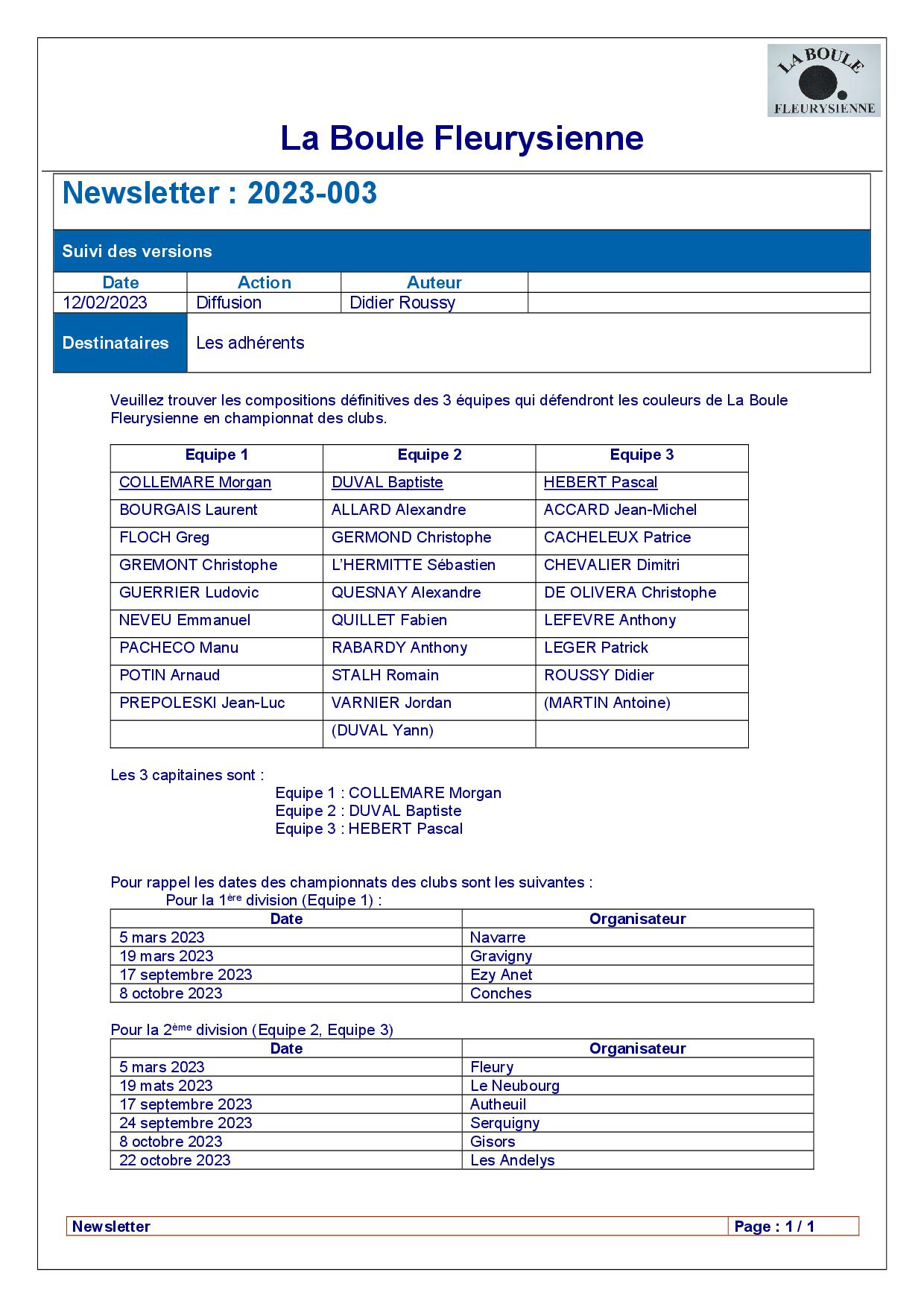 Info compétition 2023