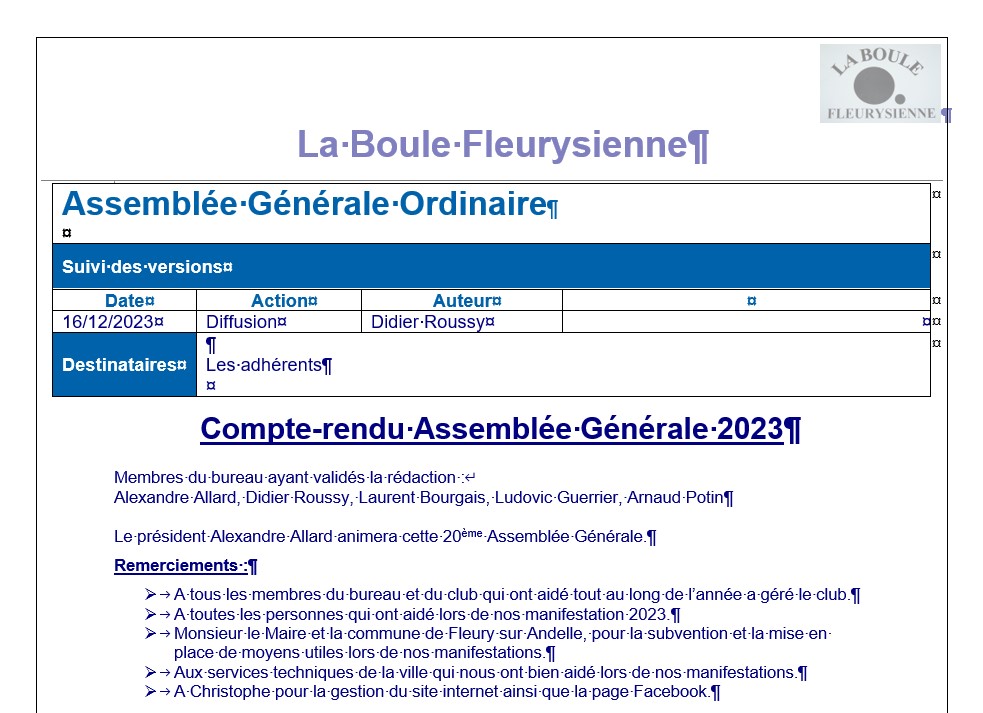 Compte-rendu Assemblée Générale 2023