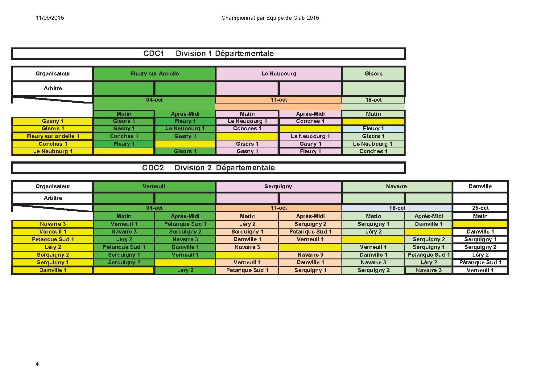 calendrier cdc 2015 division 1 départemental