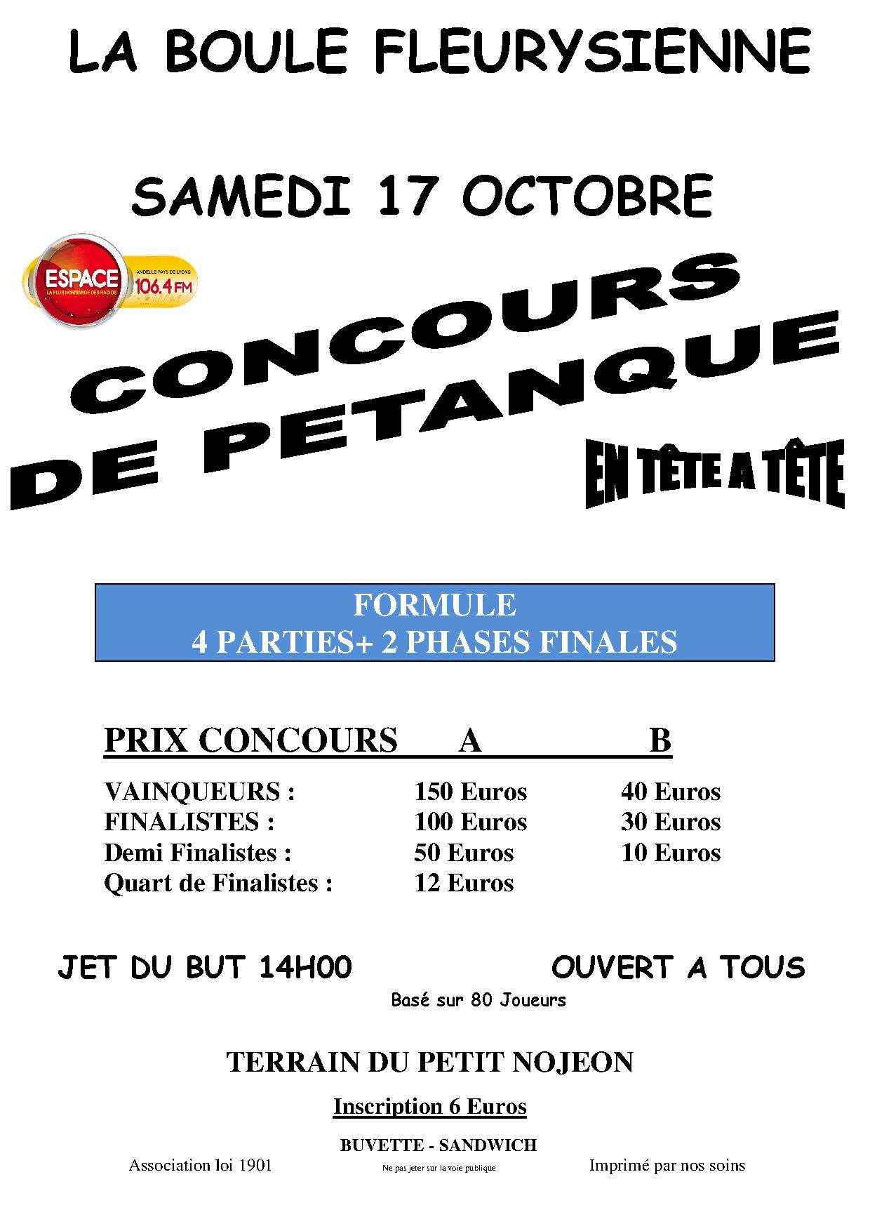 concours 17 octobre à fleury en tête à tête