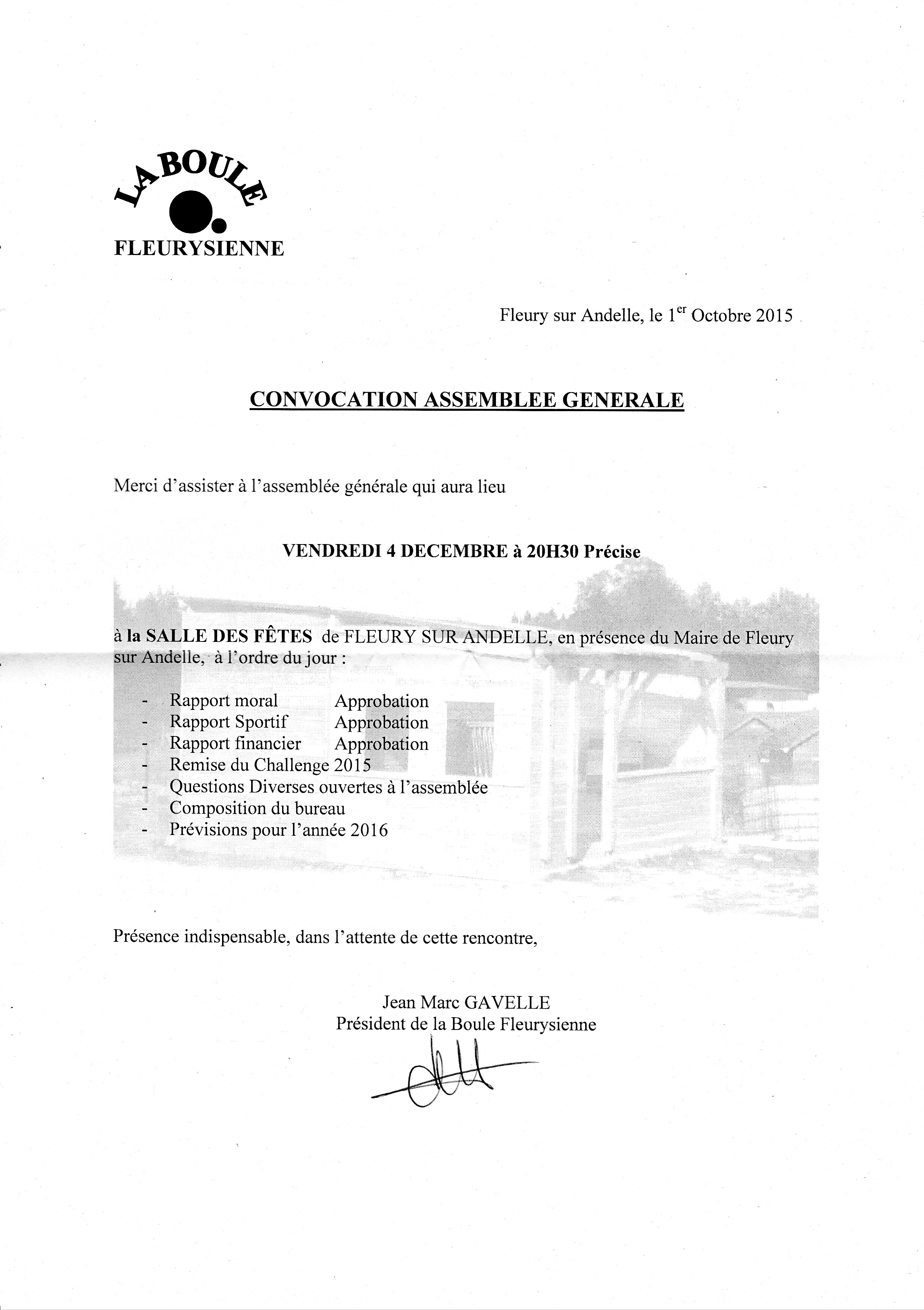 Assemblé générale 2015 Assemblé générale 2015