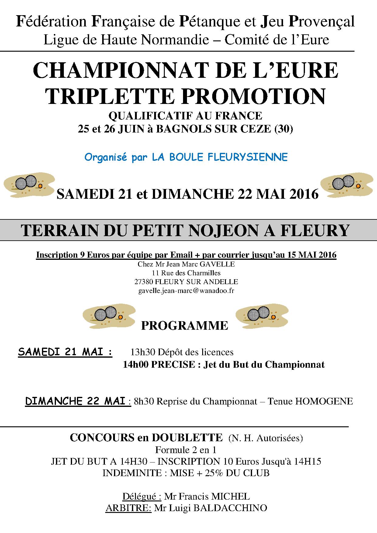 affiche championnat de l'Eure promotion à Fleury