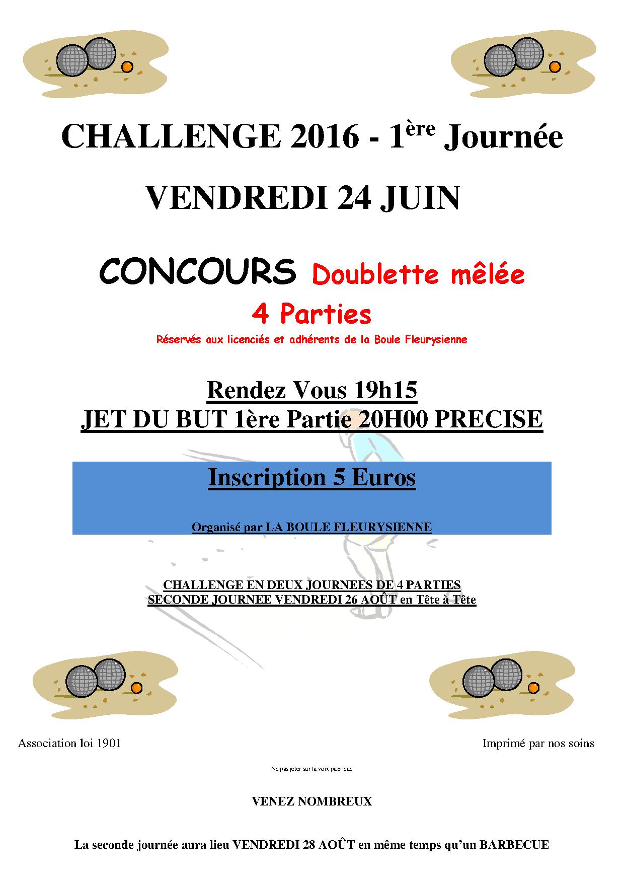 1ère épreuve du challenge 24 juin 2016